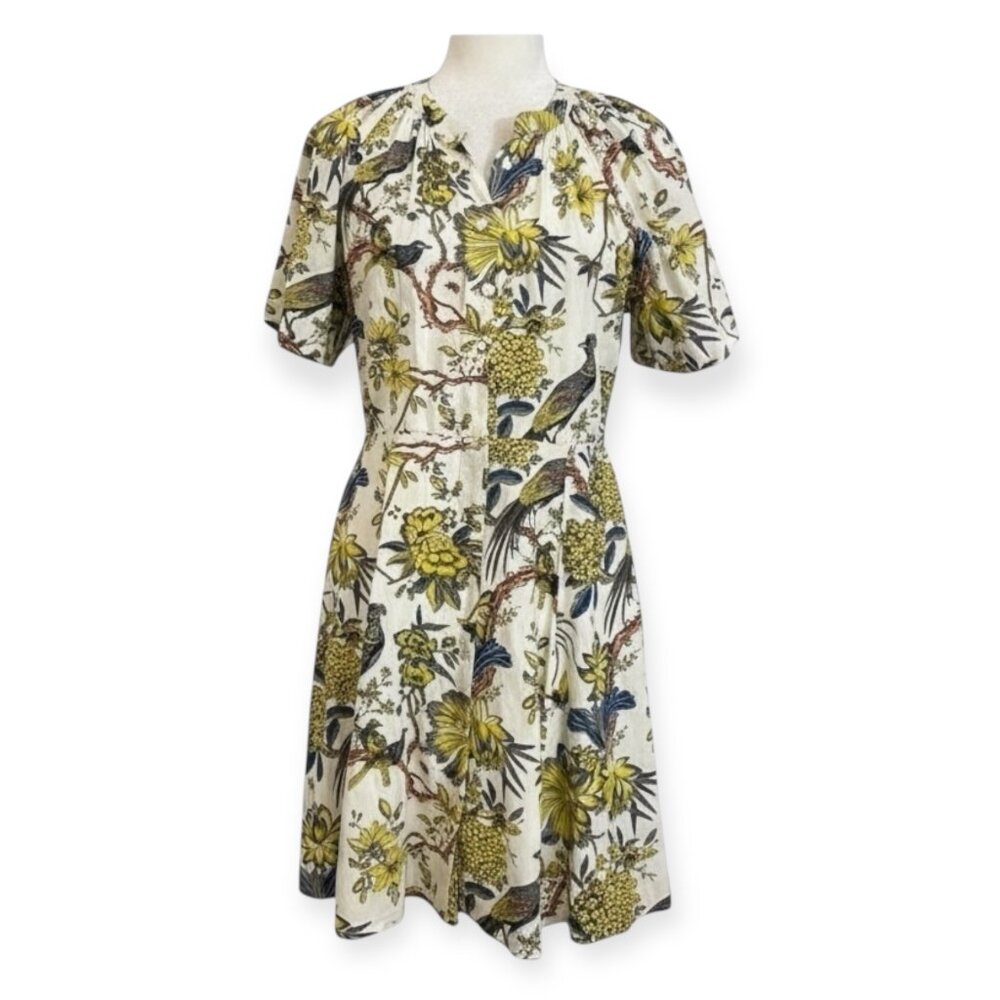 Perry Walker Women's shirt Dress Floral Short Sleeve Animal Print Size Medium